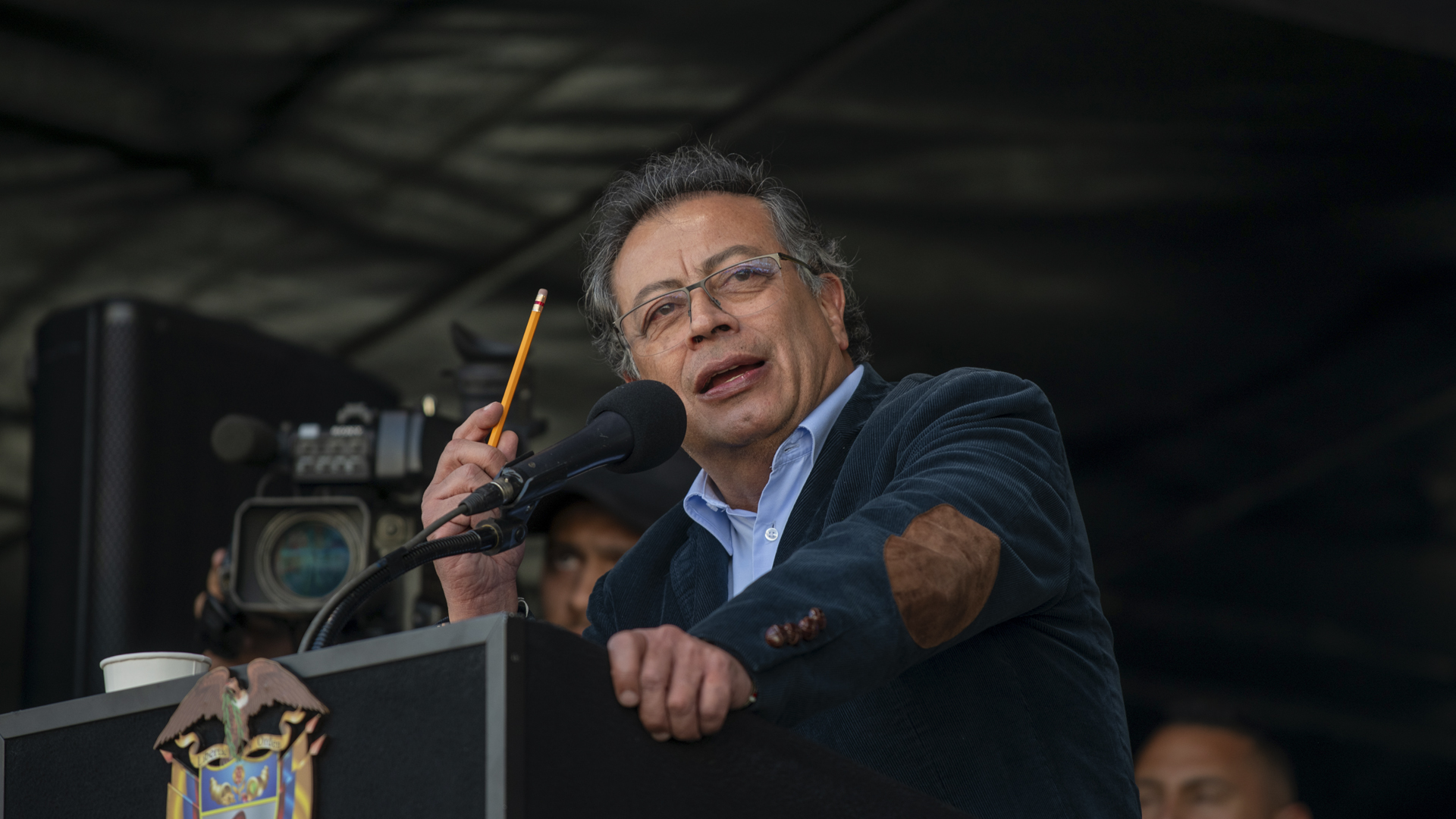 Gustavo Petro, presidente de Colombia, durante un discurso ante miles de simpatizantes en Bogotá. 