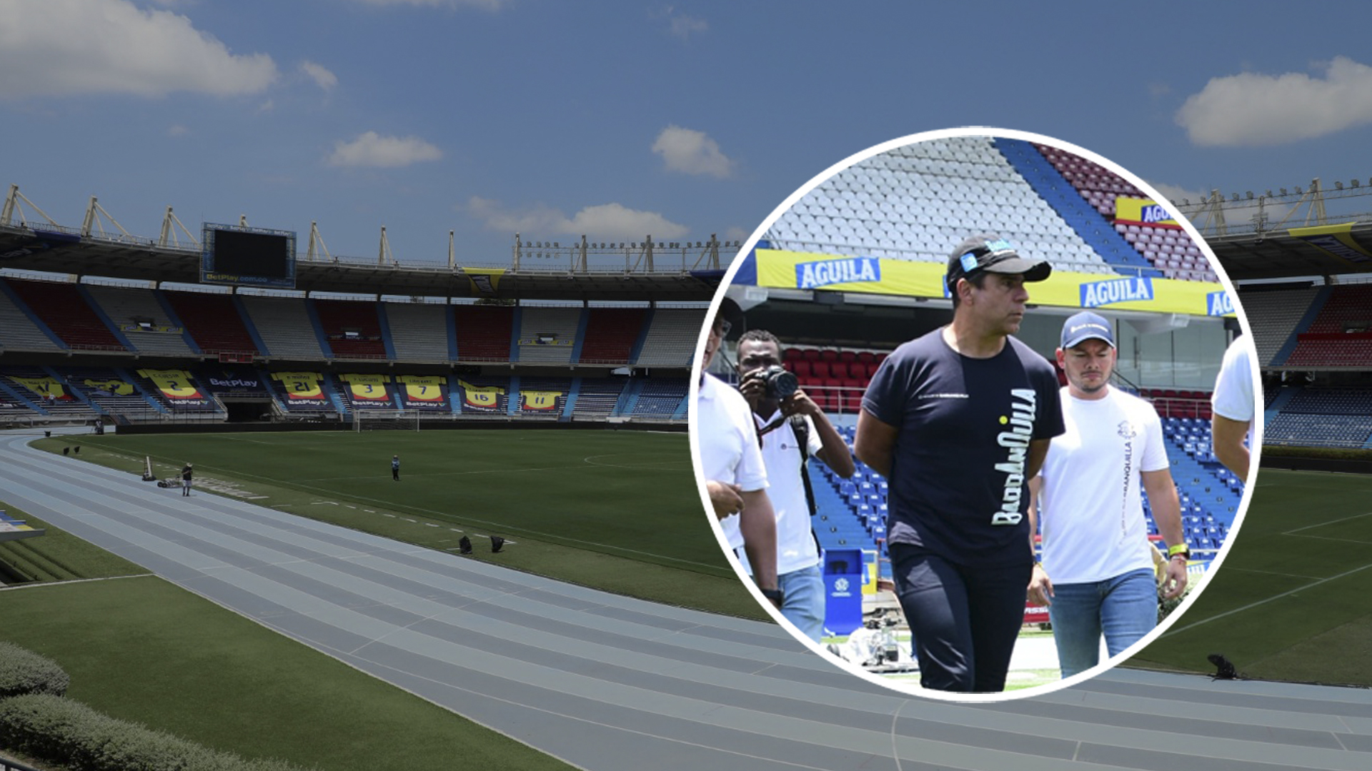 El alcalde Alejandro Char durante su última visita al estadio previo al partido de este martes