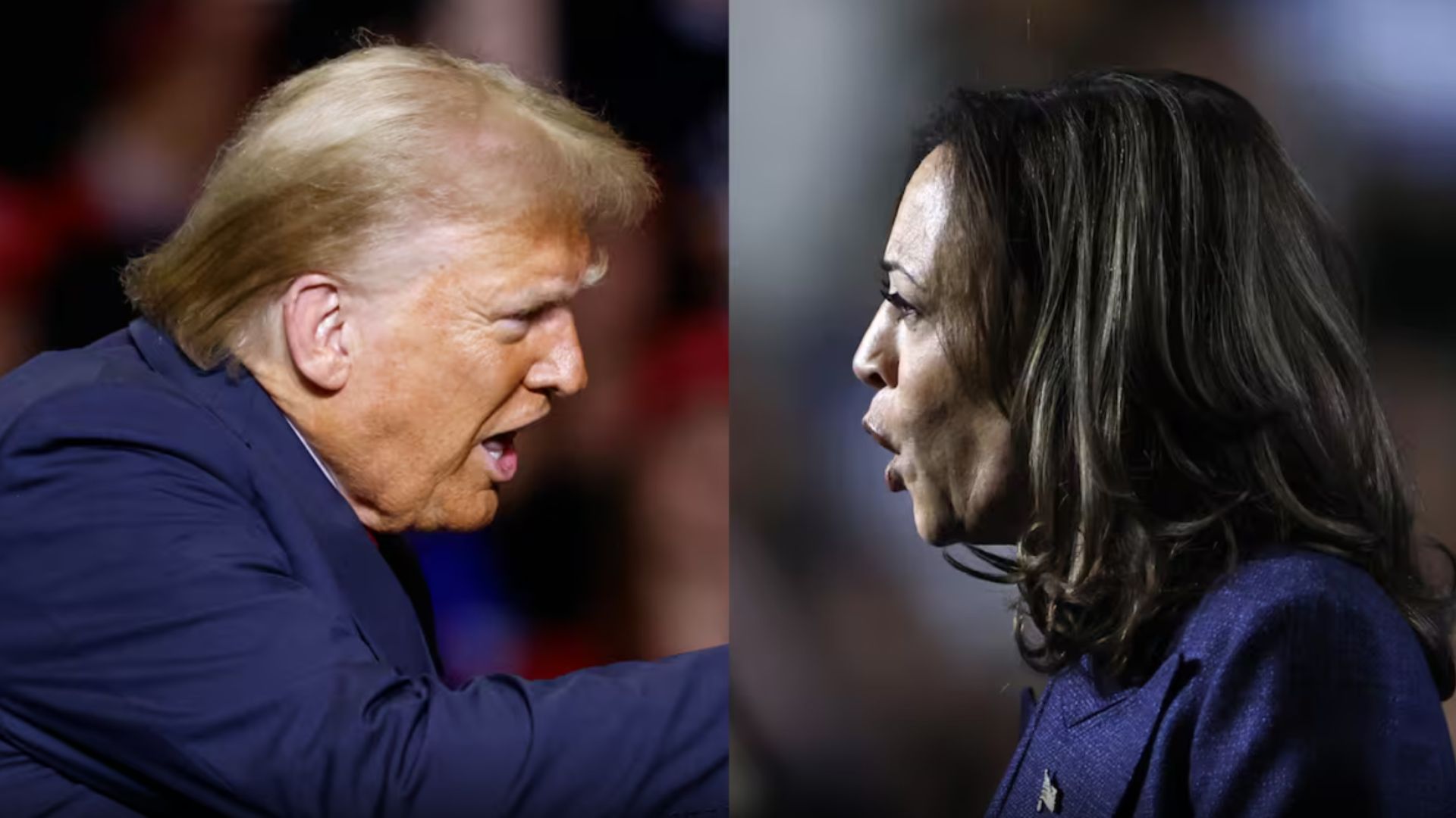 Donald Trump a la izquierda y Kamala Harris a la derecha