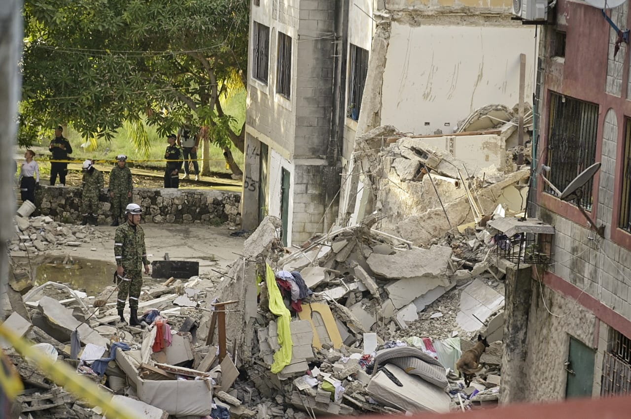 Edificio tras la falla en su estructura