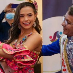 Natalia de Castro y el Rey Momo durante un evento previo al Carnaval de Barranquilla