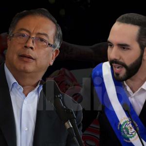 Gustavo Petro, a la izquierda, y Nayib Bukele, a la derecha. 