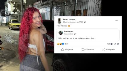 La joven y el mensaje publicado en sus redes sociales. 