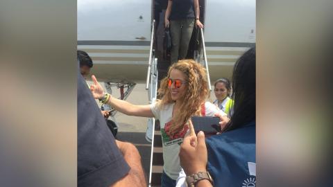 Shakira en su arribo a Barranquilla para cantar en 2018